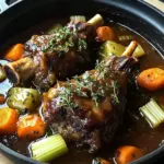 Braised Lamb Shanks with Aromatic Herb Gravy and Root Vegetables