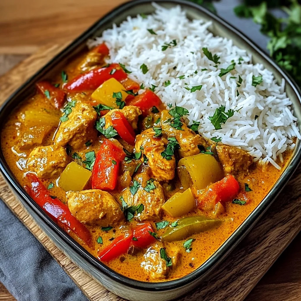 Chicken Curry with Bell Peppers & Fluffy Rice