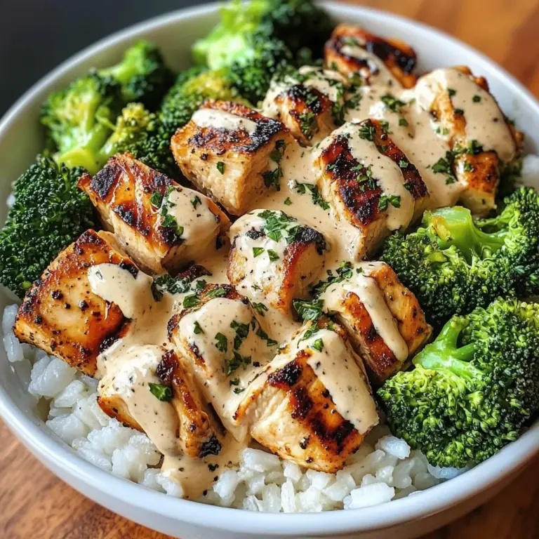 Creamy Garlic Chicken Bowl with Broccoli & Rice