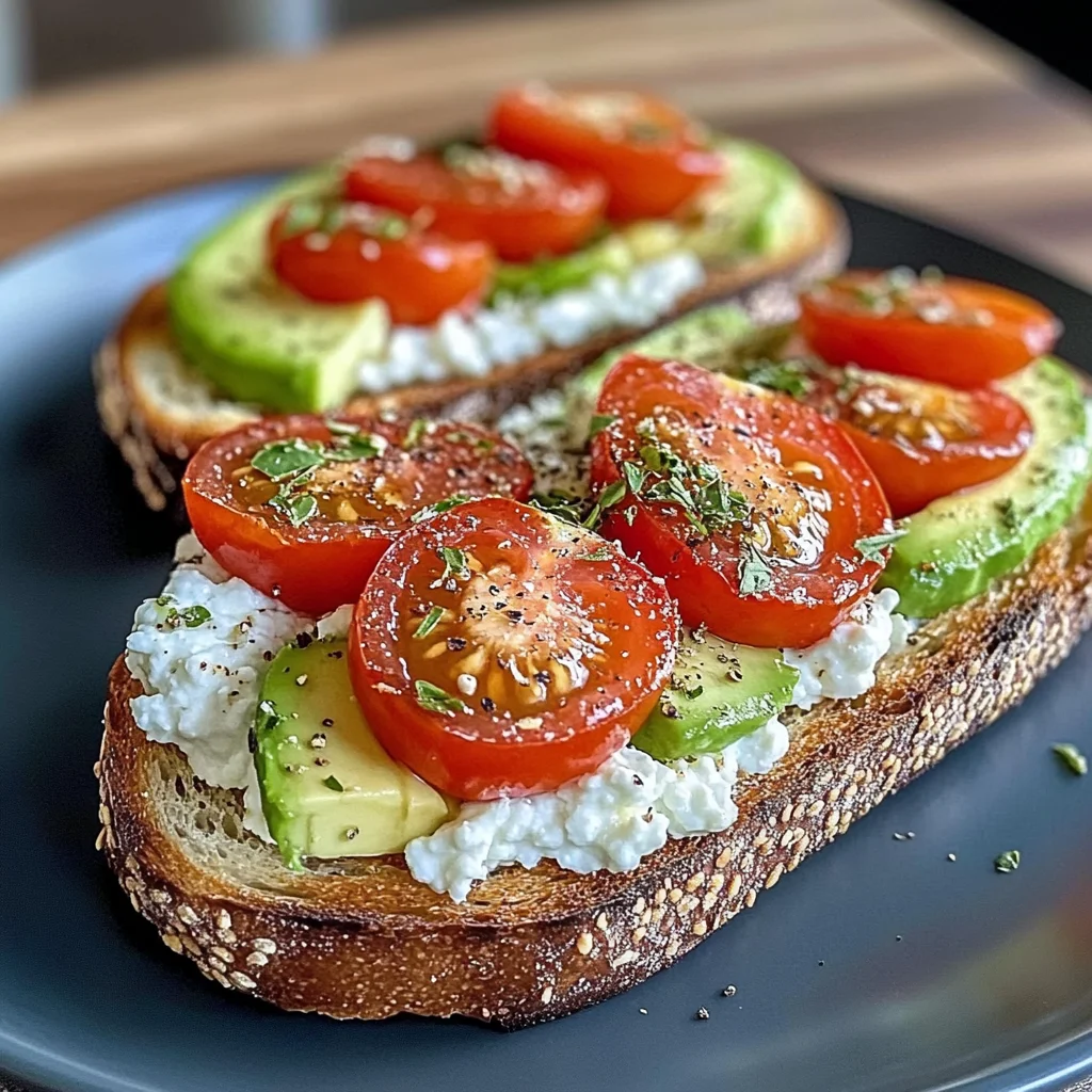 Creamy Tomato & Avocado Toast with Cottage Cheese