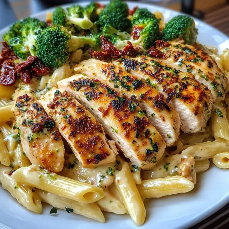 Creamy Tuscan Chicken and Broccoli Alfredo Penne
