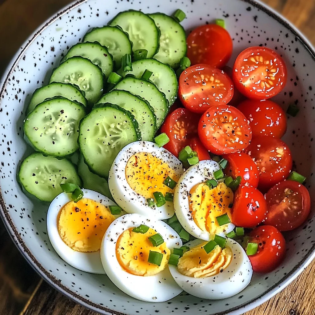 Garden Egg Bowl with Cucumber & Cherry Tomatoes