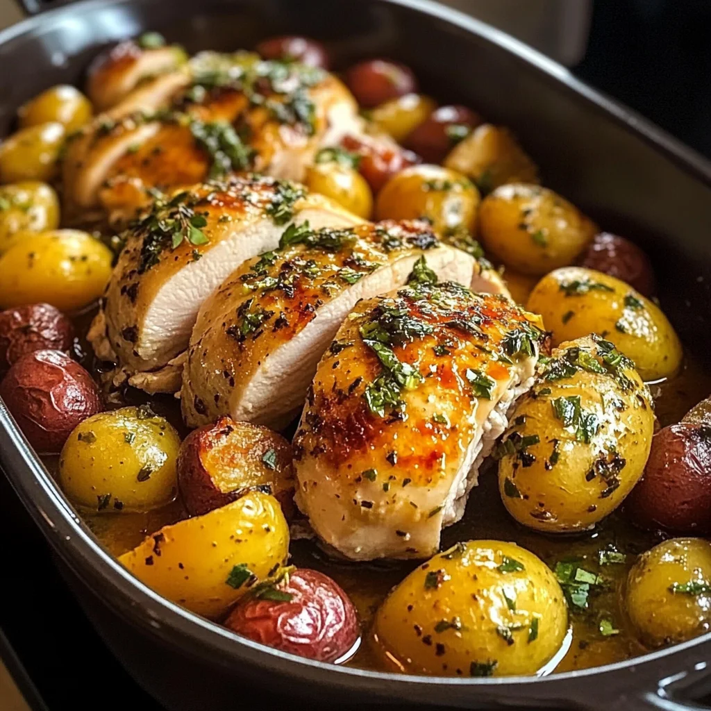 Garlic Herb Roasted Chicken Breast with Baby Potatoes