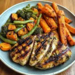 Grilled Chicken with Sautéed Mixed Veggies & Roasted Roots