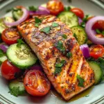 Grilled Salmon with Fresh Cucumber & Tomato Salad