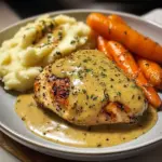 Herb Chicken with Creamy Mustard Sauce, Mashed Potatoes & Glazed Carrots