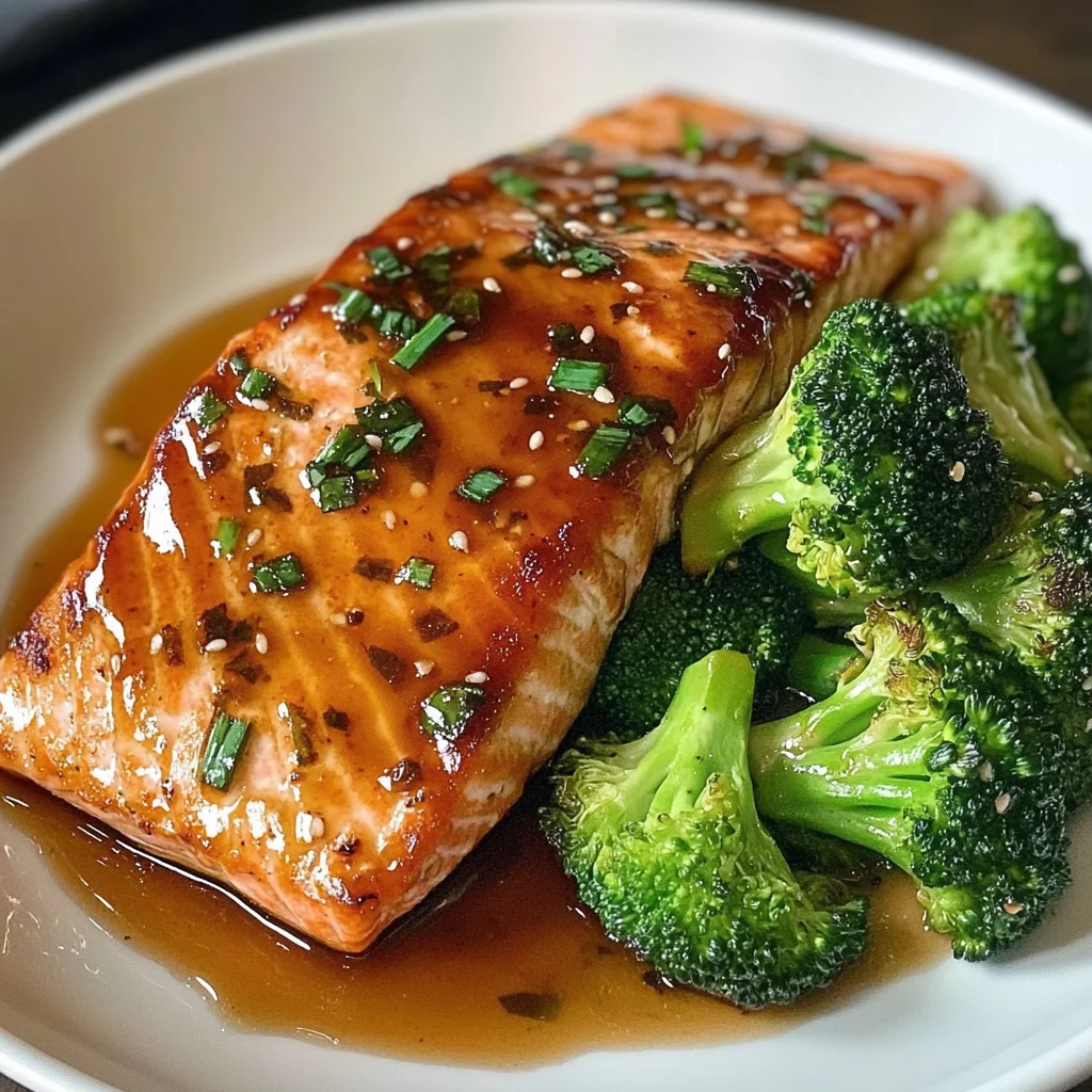 Honey Garlic Glazed Salmon with Steamed Broccoli