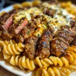 Spicy Garlic Butter Steak with Melted Mozzarella Rotini