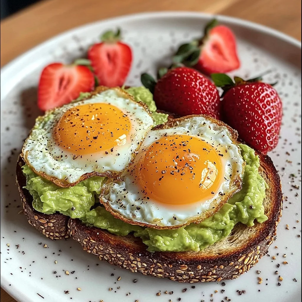Sunny Avocado Egg Toast with Sweet Strawberries