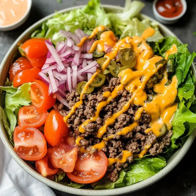 Burger Salad Bowl with Special Sauce Dressing