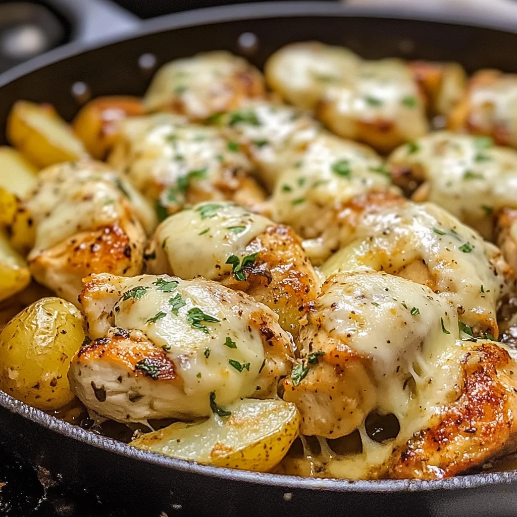 Garlic Parmesan Chicken and Potatoes Skillet