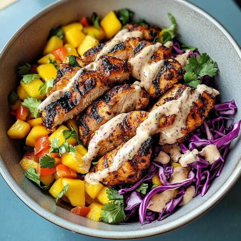 Jerk Chicken & Mango Slaw Bowls with Honey Lime Cream