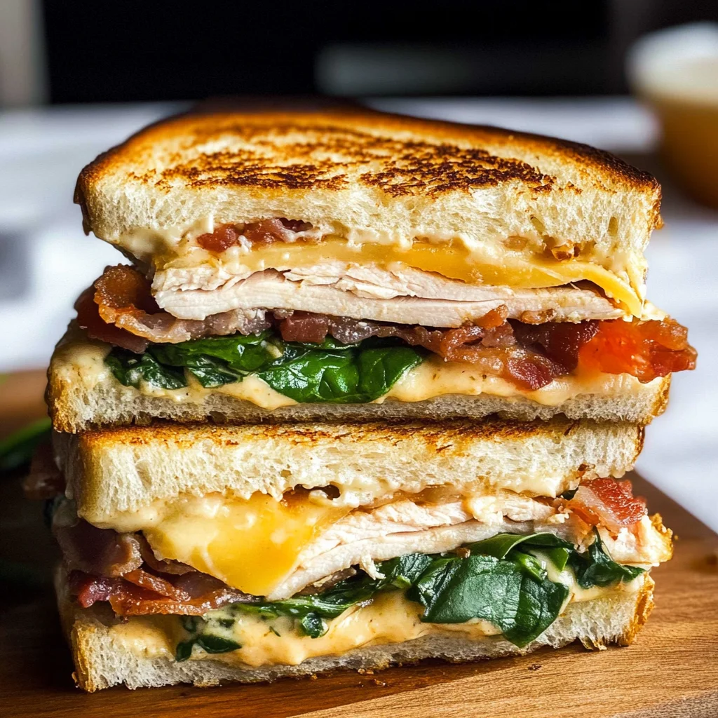 Turkey Melt with Cheddar, Spinach, and Bacon