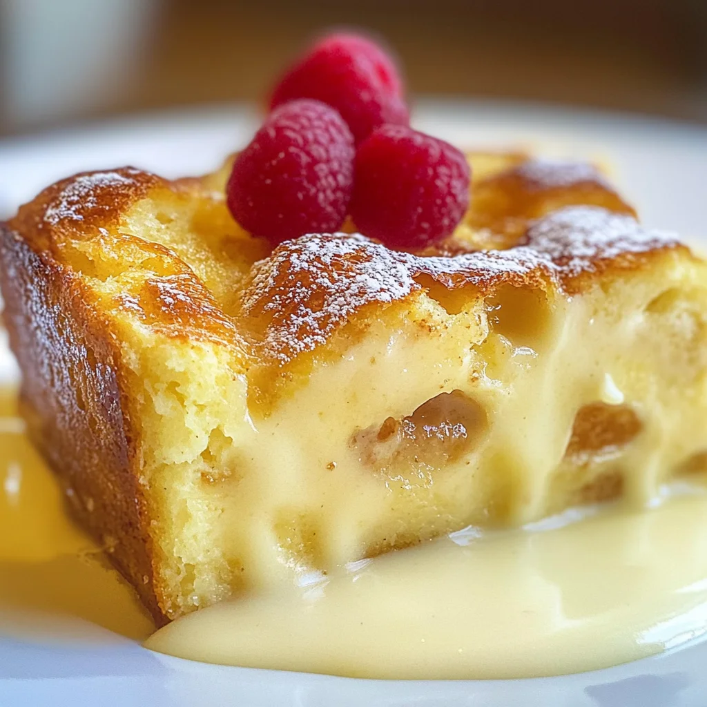 Custard Bread Pudding with Vanilla Sauce