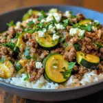 Greek-Style Beef and Zucchini Rice Bowl