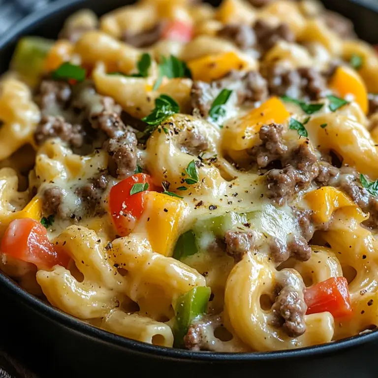 High-Protein Creamy Philly Cheesesteak Mac & Cheese