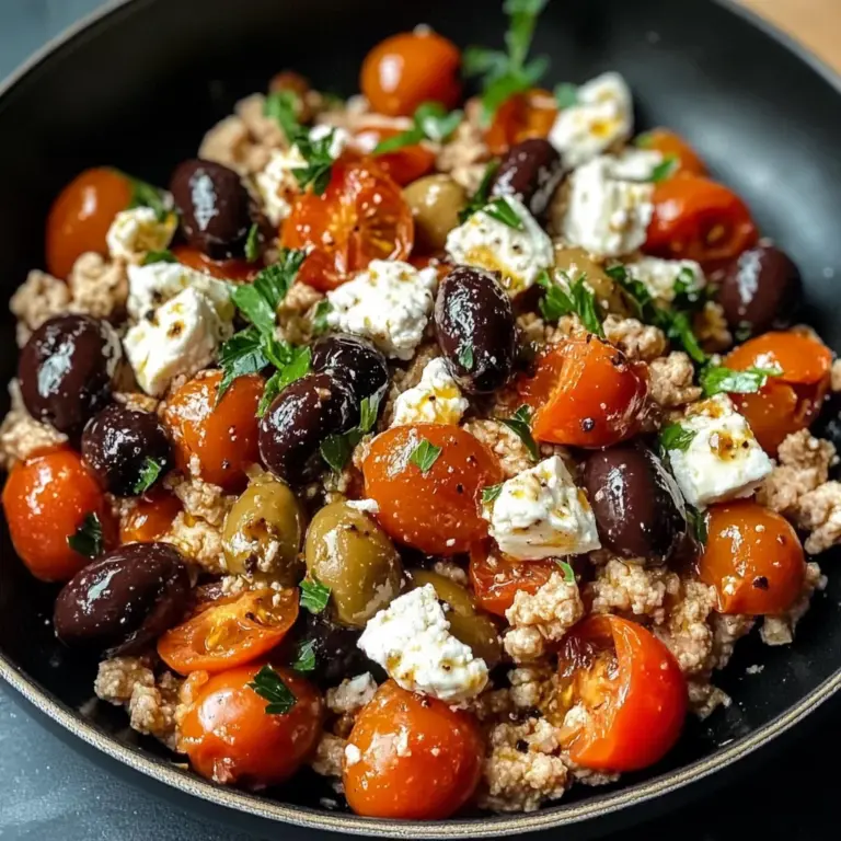 Mediterranean Keto Ground Chicken Skillet with Olives and Feta