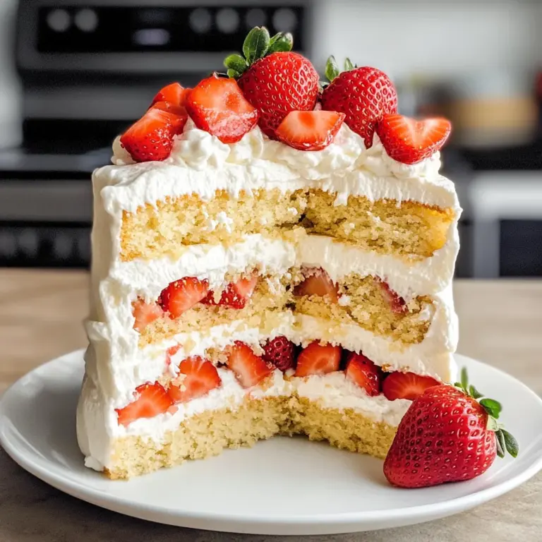 Moist Strawberry Shortcake Cake with Whipped Cream Frosting