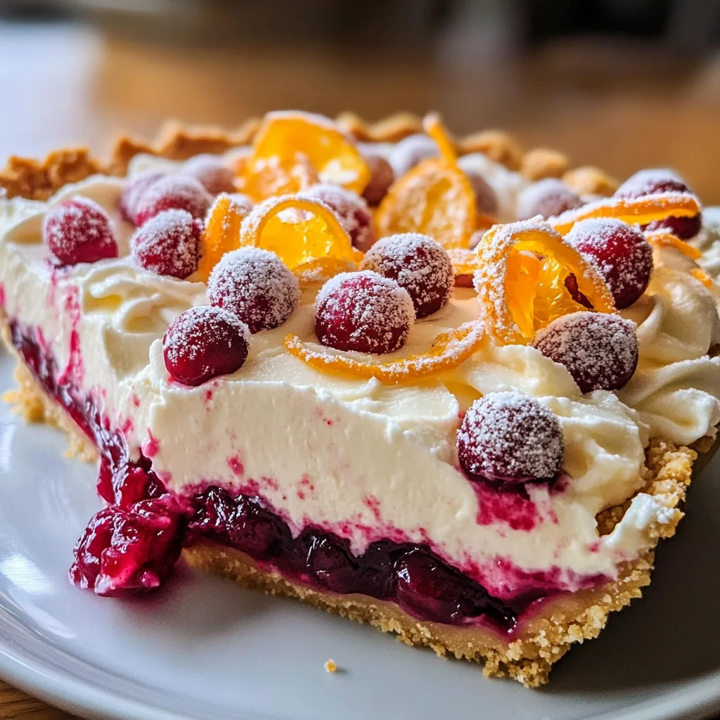 No Bake Cranberry Orange Cream Pie
