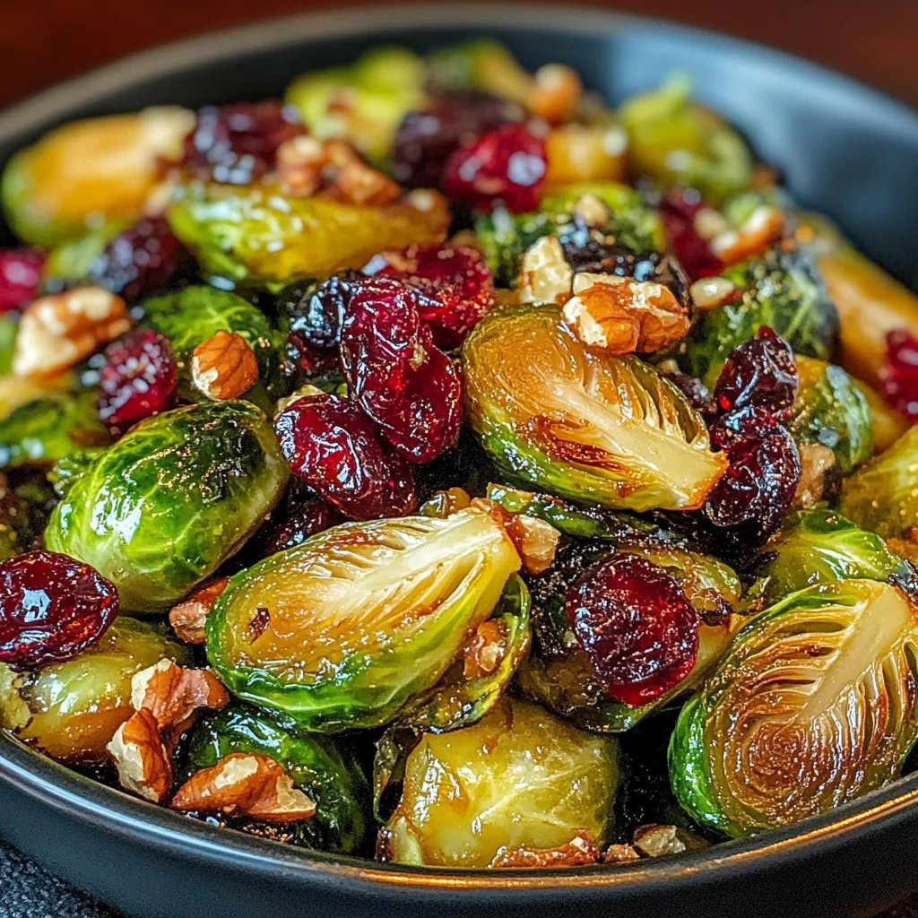 Orange Maple Glazed Brussels Sprouts with Cranberries