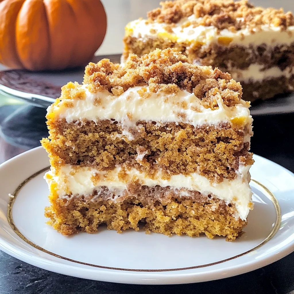 Pumpkin Cake with Cream Cheese and Streusel Topping