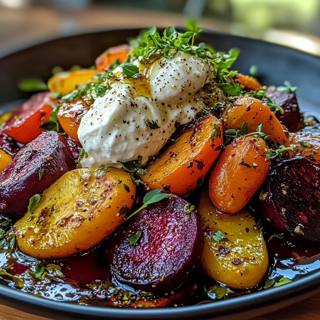 Roasted Beets and Carrots Salad with Burrata