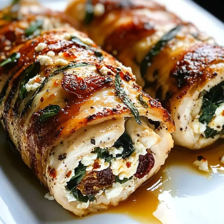 Rolled Up Chicken with Feta, Spinach, and Sun-Dried Tomatoes
