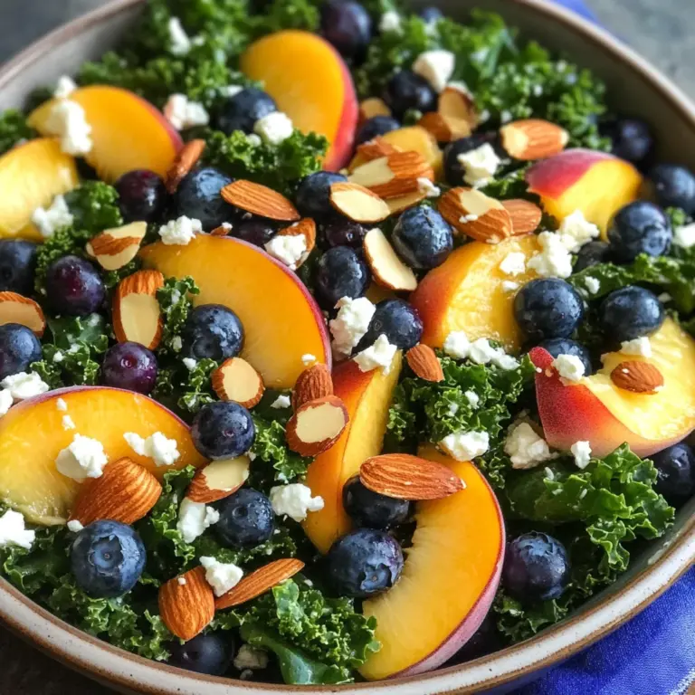 Summer Peach & Blueberry Kale Salad
