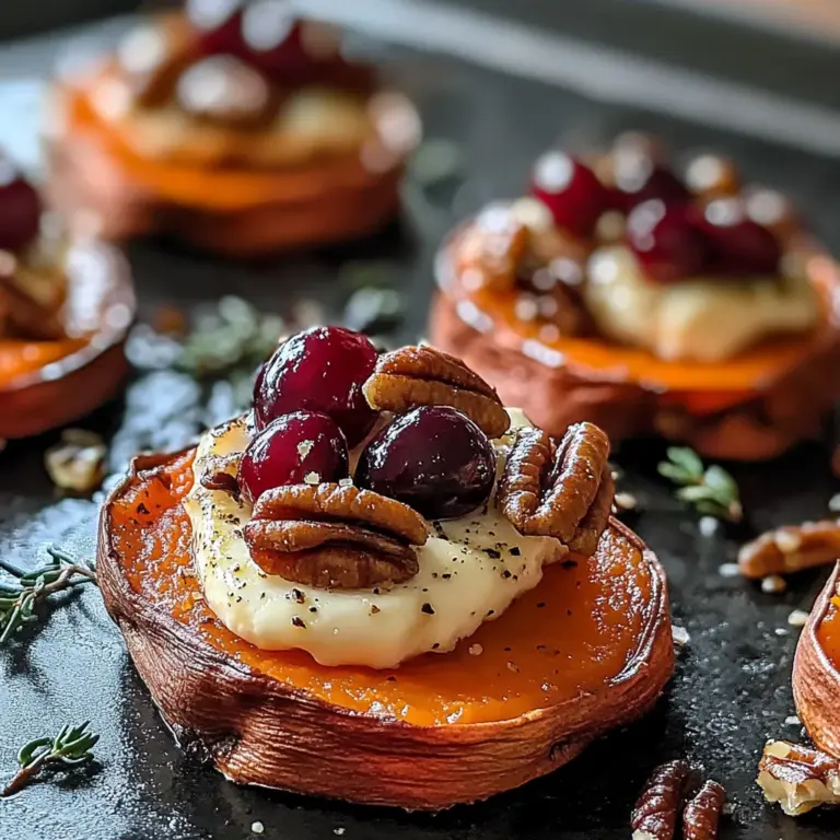 Sweet Potato Rounds with Brie, Cranberry & Pecans