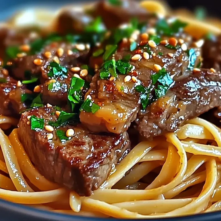 Sweet and Spicy Garlic Steak Pasta