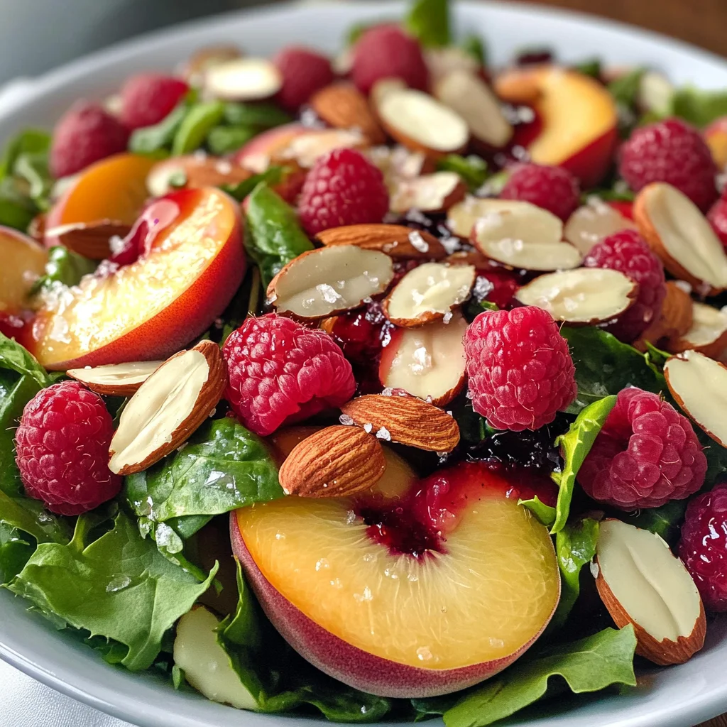 White Peach Raspberry Almond Salad
