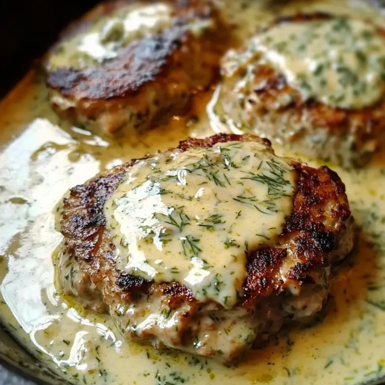 chicken hamburger Steaks in Creamy Dill Sauce