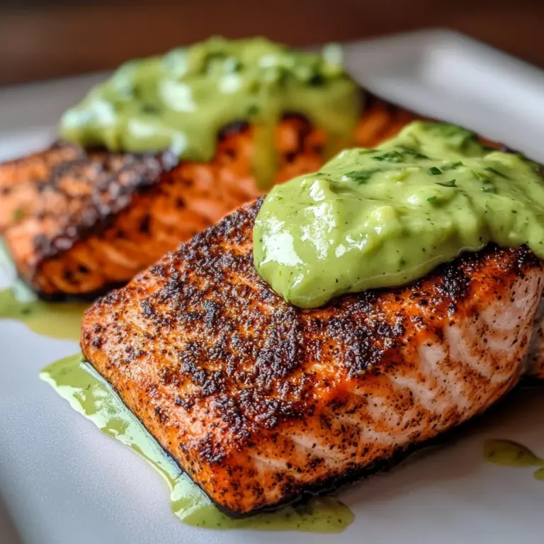 Baked Cajun Salmon With Avocado Lime Sauce