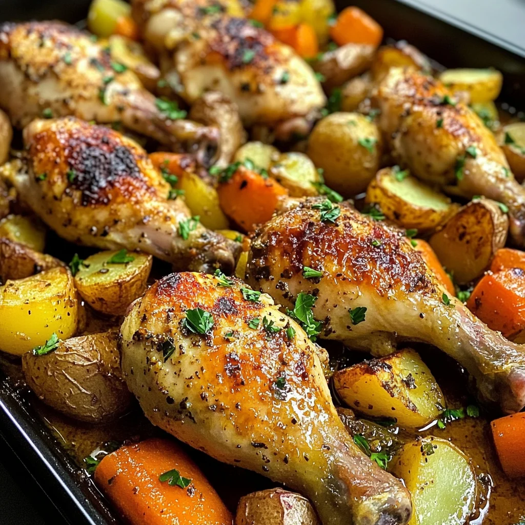 Baked Chicken Drumsticks with Roasted Veggies