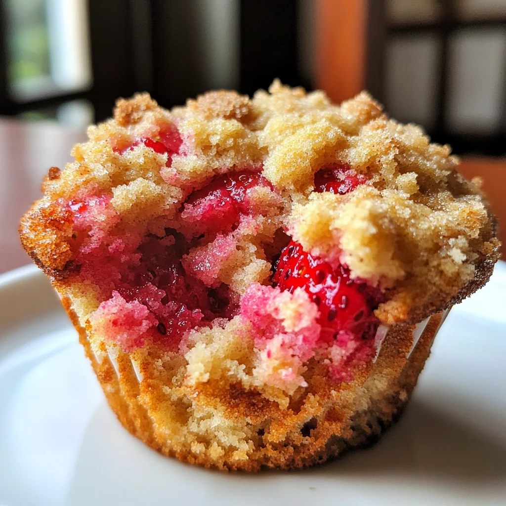 Bakery-Style Fresh Strawberry Muffins with Streusel Topping