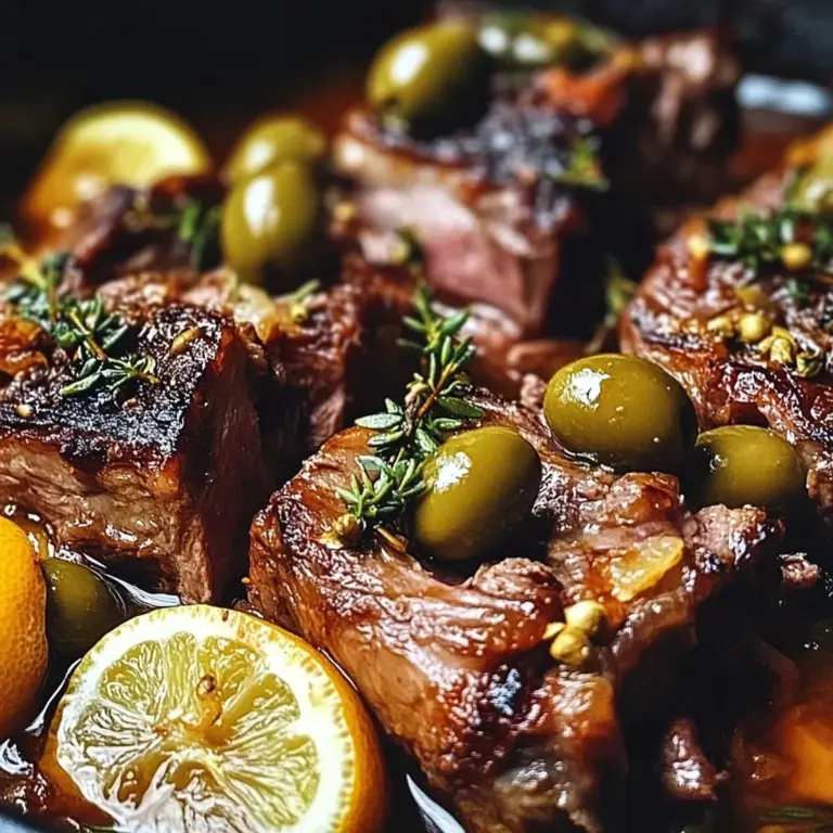 Braised Lamb Neck with Lemon, Olives & Warm Spices