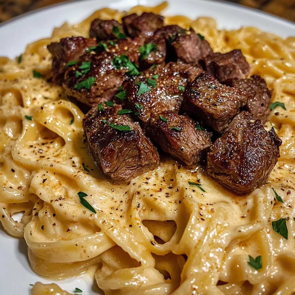 Cajun Steak Tips with Cheesy Parmesan Linguine