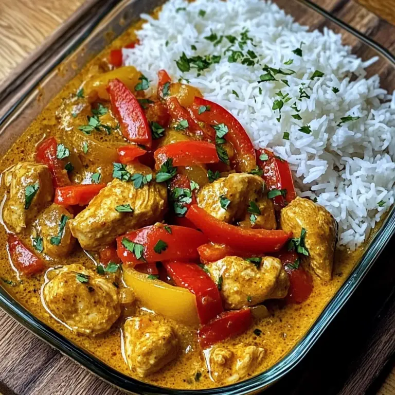 Chicken Curry with Bell Peppers & Fluffy Rice