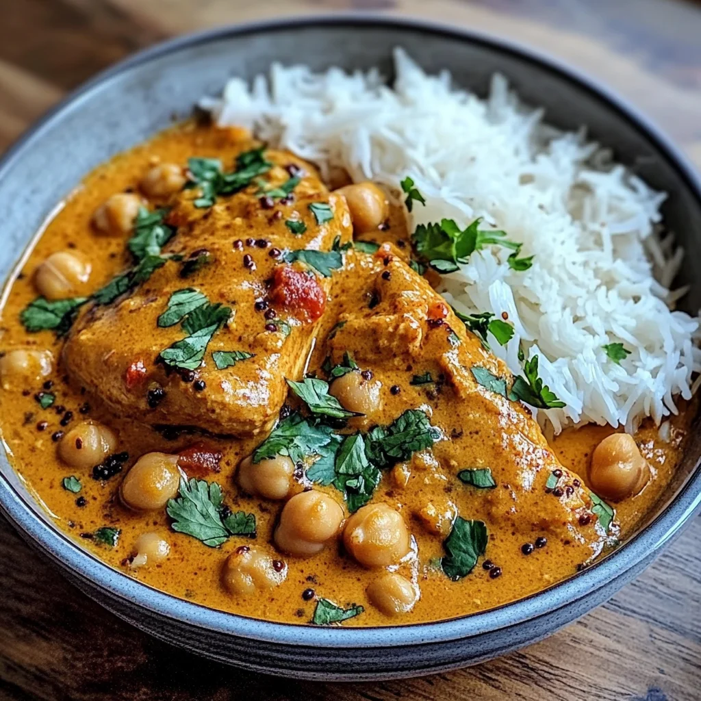 Coconut Chicken & Chickpea Curry with Garlic Naan