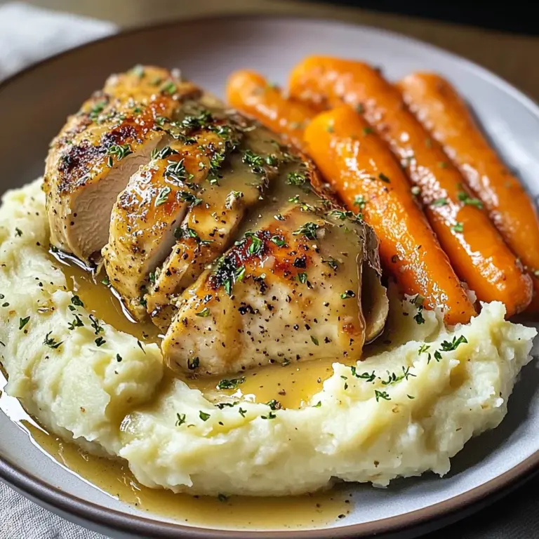 Creamy Herb Roasted Chicken with Mashed Potatoes and Honey-Glazed Carrots