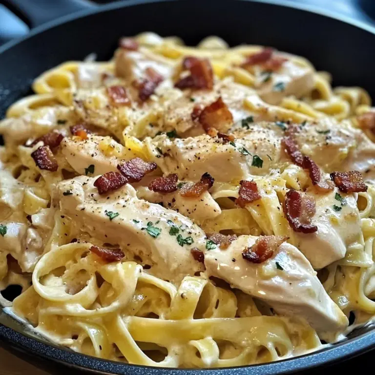 Creamy Lemon-Garlic Chicken Bacon Fettuccine
