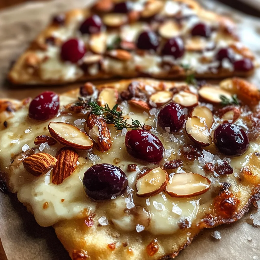 Crispy Flatbread with Brie, Cranberries & Toasted Almonds
