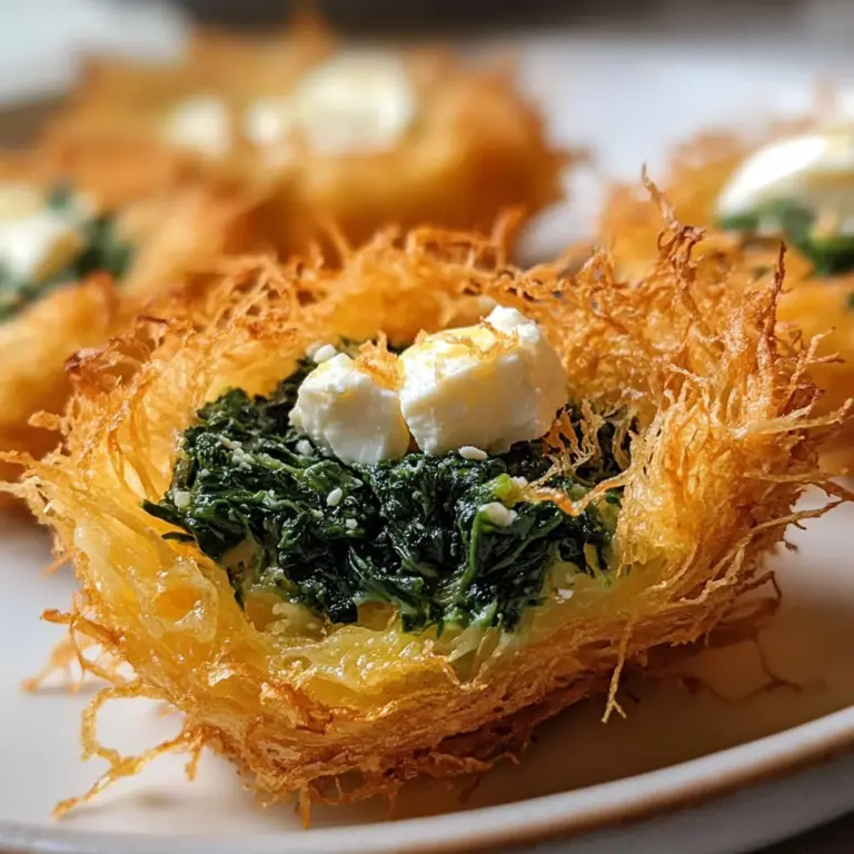 Crispy Kataifi Nest with Spinach-Feta Melt