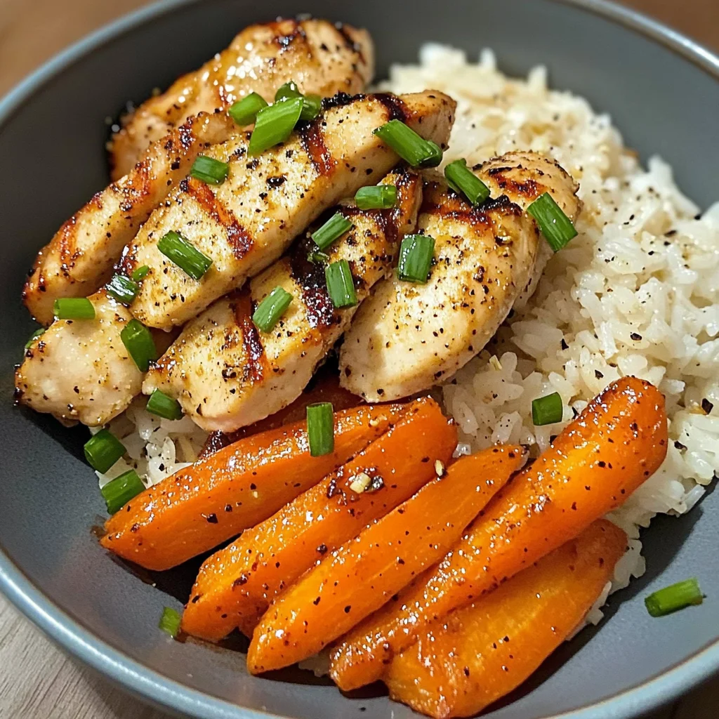 Garlic Butter Chicken Bowl with Roasted Carrots & Rice