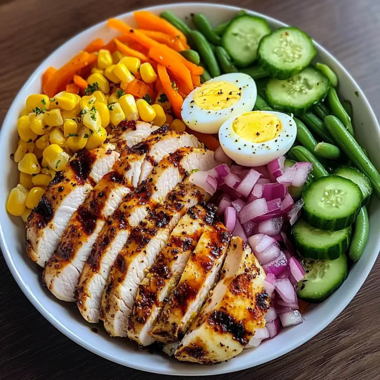 Grilled Chicken Protein Bowl with Eggs, Veggies & Creamy Dressing