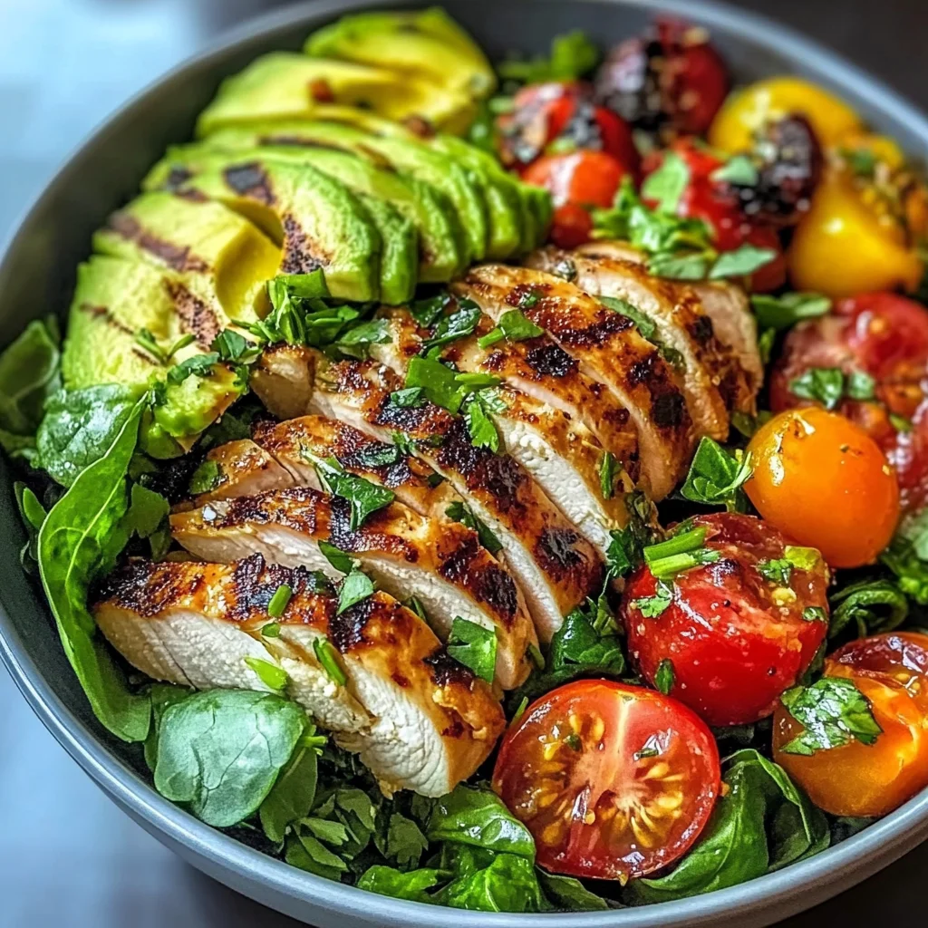 Grilled Chicken and Avocado Salad Bowl