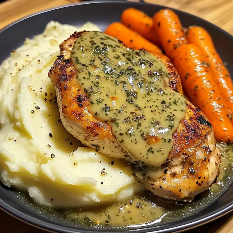 Herb-Cream Chicken with Mashed Potatoes & Glazed Carrots
