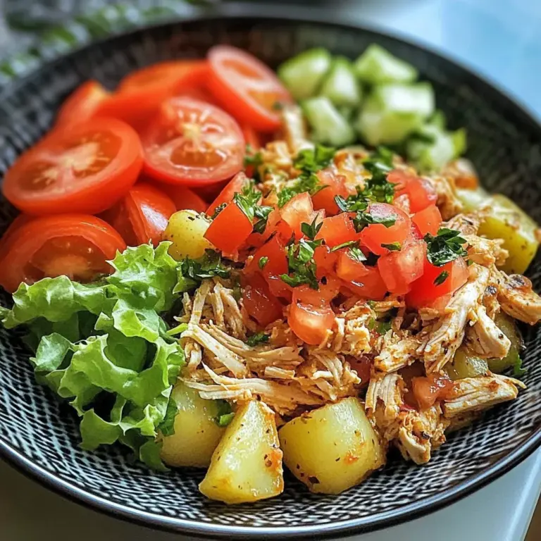 Herbed Potatoes with Shredded Chicken & Fresh Salad