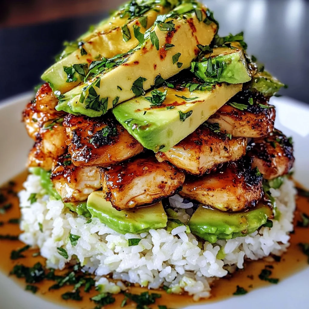 Honey Lime Chicken & Avocado Rice Stack
