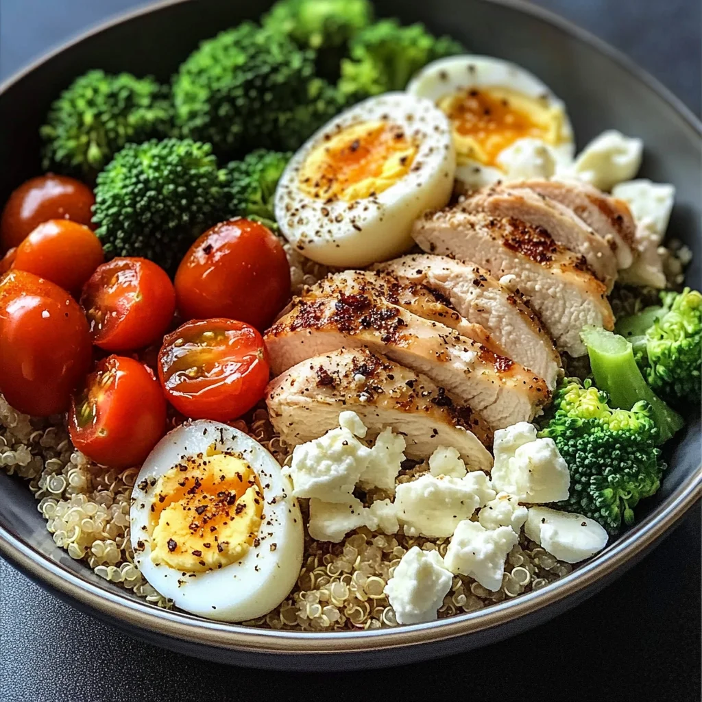 Protein-Packed Quinoa Bowl with Chicken, Eggs & Feta